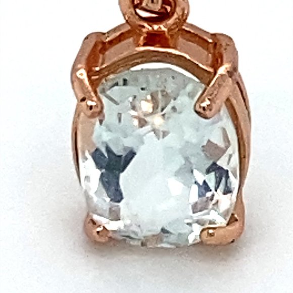 Aquamarine 1.30ct Rose Gold Finish Silver Pendant - Picture 7 of 7